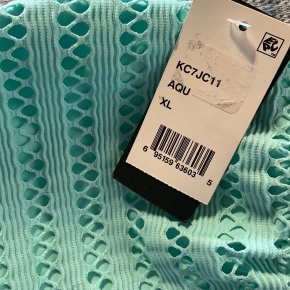 Kenneth Cole Aqua/Teal/Turquoise crochet cutout one piece XL NWT - Picture 8 of 10